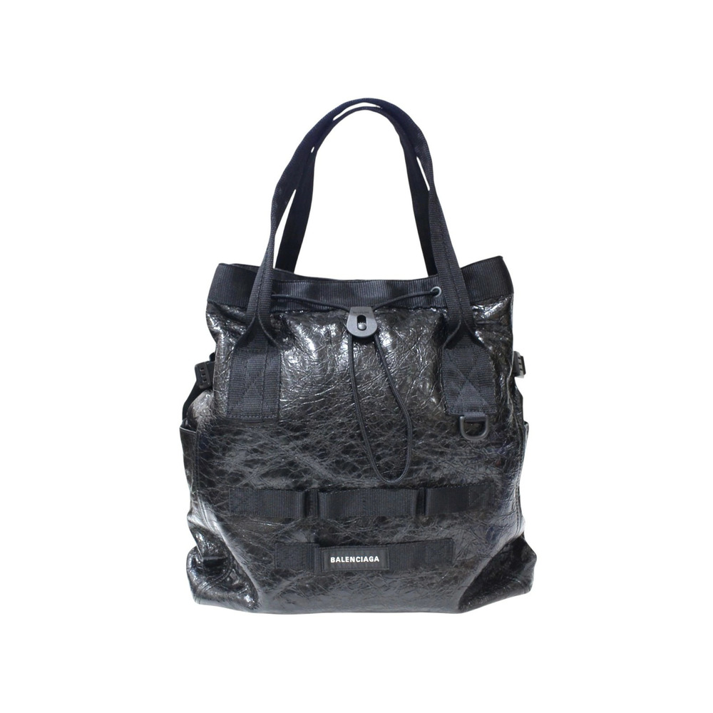 BALENCIAGA Army Tote Bag Black Arena Lambskin Drawstring Handbag
